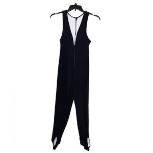 Vintage Fera Deep V Zip Front Stirrup‎ Ski Jumpsuit